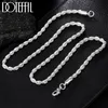 925 Sterling Silver ed Corde Chaîne Collier 16 18 20 22 24 Pouce 4mm Pour Femmes Homme De Mode De Mariage Charme Jewelry266q