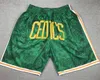 Vintage Just Green Don Basketball Shorts Short with Pockets Retro 2008 White Mens Zipper Stitched Team S-XXL