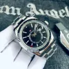 Relógio masculino automático movimento mecânico pequeno mostrador safira calendário pulseira moda negócios céu morador relógios de pulso
