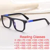 Solglasögon Spring gångjärn Vintage Square Reading Glasses Men TR90 OPTICAL BLÅ LIGHT förstorar Hyperopia Eyewear Recept 1