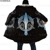 Herr ull blandar odin viking tatuering måne raven varg drake tryck tjock varm huva mantel män överrock pälsa vindtät fleece cape robe filt-3 hkd230718