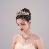 Huvudstycken fulla av bländande atmosfär Klassiska guldfärg Ladies 'Beauty Pageant Wedding Crown Necklace Earrings 4-Piece Set