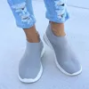 Casual Women Fashion Dress Walking Flat Platform Sock Chunky Sneakers Slip On Shoes Woman Mujer B D