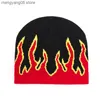 Beanie / Skull Caps Inverno Outdoor Warm Needle Berretto lavorato a maglia Flame Pattern Cappello di lana Street Skull Hat Cappello di cotone anti-freddo Hip-Hop Bonnet Caps T230719