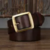 Neck Ties 38cm Width Thick Retro Cowhide Genuine Leather Belt For Men Solid Brass Copper Pin Buckle Belts Male Strap Jeans 230718