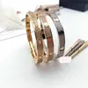 Fashion Titanium Steel 3 Row Full Diamond Bangle Bracelet Women Men Love Bracelets Distance Jewelry Gift 16-19 with velvet bag332M