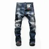 Herr jeans designer jean mens pants badge rippor stretch svart jeans klassiska hål smala passformade Motocycle Autumn Denim Pants High Street byxor Z230719