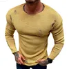 Men's Sweaters Men's Summer Hole Knitted Sweater Round Neck Long Sleeve Thin Bottom Sweater L230719
