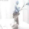 Vases Vases 3 Type Nordic Style Flower Vase Women Body Half Face Flower Pot Vase Ceramic Art Crafts Bedroom Living Room Desktop Decoration 221013 Z230719