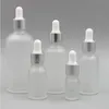 5 10ML Frascos conta-gotas de vidro fosco 15 20 30 50 ML Frascos conta-gotas de óleo essencial Frascos de pipeta de perfume Recipientes cosméticos para viagens Dexw