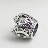 Novo 100% S925 S925 Sterling Silver Princess Crown Charm Bead com Clear Cz Fits European Pandora Jewelry Bracelets271f