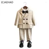 Clothing Sets Classic Autumn For Boys Born Festival Clothes Outfit Shirt Plaid Coat Pant Waistcoat Cravat Ceremonial Suit Baby Stuff