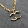 Designer de jóias designer 18k banhado a ouro cletter pingente colares corrente cristal strass gargantilha de aço inoxidável marca colares para festa de casamento feminino jewe