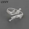 LIVVY Silber Farbe Einzigartiges Design Unregelmäßige Textur Öffnung Einstellbar Ball Ring Für Frauen Mode Persönlichkeit Party Schmuck Geschenk