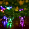 Cordas Solar Borboleta Luzes de Fada Corda Jardim Ao Ar Livre Impermeável Guirlanda Festão Festa de Casamento Festa de Natal Decoração LED LED