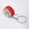 Car Key Car Crystal Keychain Tire Wheel Rim Key Ring 3D Keychain Creative Accessories Auto Part Model Car Keyring Key Chain Car Charms x0718