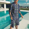 MEN MEN SLEEFWEAR 3D الفاخرة المتماثلة المطبوعة المطبوعة المسار مجموعة الصيف تي شيرت شورتات غير رسمية 2 قطعة ملابس الشوارع الضخمة مجموعة الرجال Z230719