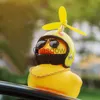 Brinquedo de pato de borracha para carro com capacete pequeno, pato amarelo, bicicleta de estrada, capacete, capacete para andar de bicicleta, acessórios para decoração de carro x0718