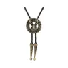 Bolo Ties 3D Copper deer head bolo tie for man Indian cowboy western cowgirl leather rope zinc alloy necktie HKD230719