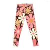 Active Pants Vintage Esthetisch Retro Bloemmotief In Blush Roze En Bruin Jaren '60 Jaren '70 Stijl Leggings Gym Woman