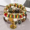 Multicouche Bohème Ethnique Perle Perles De Verre Bracelet Pour Femmes Filles Lettres Rondes Charme Élastique Corde Bracelet Bijoux