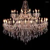 Chandeliers Large Transparent Crystal Modern Chrome Lighting Fixtures Dining Room Hanging Lamps Luxury Home LED