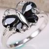 Cluster Anneaux 2023 Tendance Simple Noir Zircon Papillon Femmes Bague Femme Femmes Bijoux Bijoux Bijouterie Femme Bague de Fiançailles Mignon