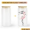Tumblers Sublimation 16Oz Glass Can With Bamboo Lid Reusable St Beer Transparent Frosted Tumbler Soda Cup Ss1111 Drop Delivery Home Dhgwb