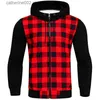 Sweats à capuche pour hommes Sweats New Man Plaid Patchwork Sweat à capuche Causal Chemise à manches longues Manteau Zipper Plus Size Hoodies Sweat à capuche Sudadera Hombre Moletom T230719