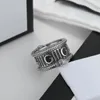 Hip hop men boy 925 silver Original branded engrave G black Ring Titanium Steel letter Rings Women girl designer summer party Jewelry Lady Gifts size 6 7 8 9