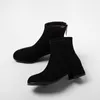 Boots Ranbetty Modern Ankle For Women Chunky High Heels Suede Square Toe Back ZIP Ladies Casual Work Solid Shoes