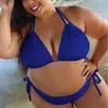 Traje de baño de talla grande para mujer, traje de baño con sujetador acolchado de realce sólido para mujer, conjunto de Bikini de verano 2023, traje de baño, biquini brasileño 230719