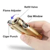 Metal Cigarettcigarett Tobakslättare 2 Torch Jet Flame Refillable med Punch Smoking Tool Accessories Portable Present Box 2Gyr