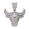 TOPGRILLZ Bull Demon King Gold Silver Chain Iced Out CZ Pingente Colar Masculino Com Corrente De Tênis Hip Hop Punk Moda Jóias241S