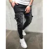 herrbyxor blixtlås pocket fit jogger casual wash jeans män 220314255u