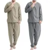 Pijamas masculinos simples casuais roupas de dormir calças compridas soltas pijamas elásticos para quarto