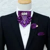 Bow Ties Original White Fringed Tie Brosch Set Men's British Korean Business Dress Wedding Bowtie Pocket Handduk 230718