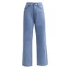 Dames jeans dames button hoge broek pocket taille elastische broek denim gat losse dames zomer casual jumpsuits