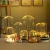 Vasen Klarglas-Displaykuppel mit LED-Holzsockel Microlandscape Miniatur-Puppenhaus DIY-Halter Blumenkonservierungsvasenhalter 5358 Q2 Z230719