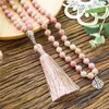 Pendentif Colliers 8mm Naturel Rhodochrosite Noué 108 Perles Japa Mala Collier Méditation Yoga Bénédiction Santé Bijoux Femmes Cha230w