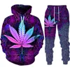 Męskie dresy Europa i Ameryka jesienna zimowa roślina 3D Kolor liści z kapturem garnitury sportowy odzież trendowa płaszcz dla kobiet