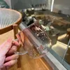 Copos de cor gradiente resistente ao calor fundo em forma de coração copo de água copo de água de alto valor transparente com alça caneca casal 230719