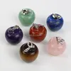 Pendentifs Colliers 6pcs Mixed Natural Gemstone Crystal Quartz Apple Pendentifs Reiki Healing Stone