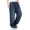 Jeans Masculino Calças Demin Calças Folgadas Casual Hip Hop Skate Streetwear Tamanho Grande 46 48 Calças Com Bordado Reto