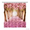 Chuveiro dreamlike florescendo árvore floresta rosa flor chuveiro banheiro banheira decoração à prova dwaterproof água cortina de banho decoração para casa