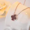 2021 Summer Clover Necklace Japanese and Korean Simple S925 Silver Two Color Agate Inlaid Diamond Pendant Collarbone Chain Silver 299U