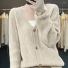 Women's Knits Cashmere V-Neck Cardigan Sweater Thickened Autumn And Winter Clothing Knitted Merino Wool Jacket Korean Fashion