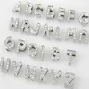 Hela 10mm 130pcs Lot A-Z Full Rhinestones Slide Letters DIY Alfabet Charm Tillbehör Passar för 10mm PET-krage Keychains299Z