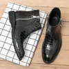 Bottines Noires Fermeture Éclair Homme Courtes Cheville Motif Crocodile Avec Botas De Hombre