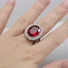 Wedding Rings Cellacity Silver 925 Jewelry Geometry Ruby Ring for Women Large Oval Gemstones Accessory Trendy Anniversary Gifts Size6 7 8 9 10 230718